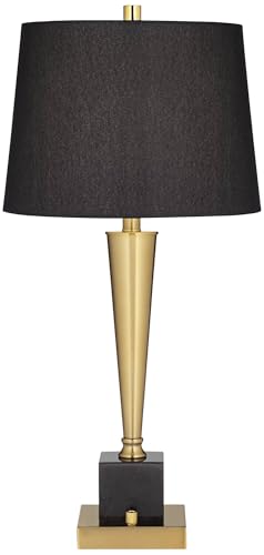 Wayne 29 1 4" Tall Table Lamp USB Brass Marble Ports Luxury Modern