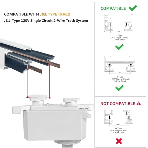 Plug in J&L Type LED Track Lighting Kits Dimmable Adjustable Angle Heads
