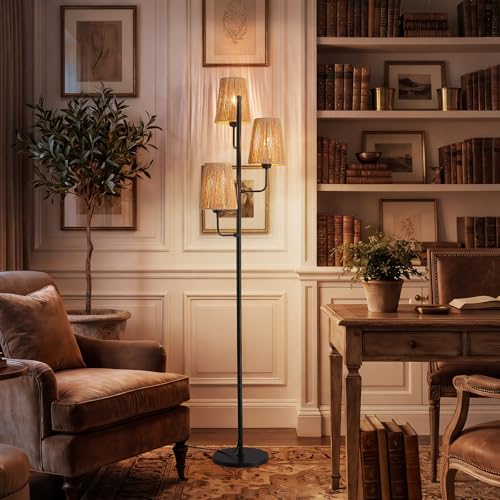 Boho Rattan Floor Lamp (Gold-Rattan 5)