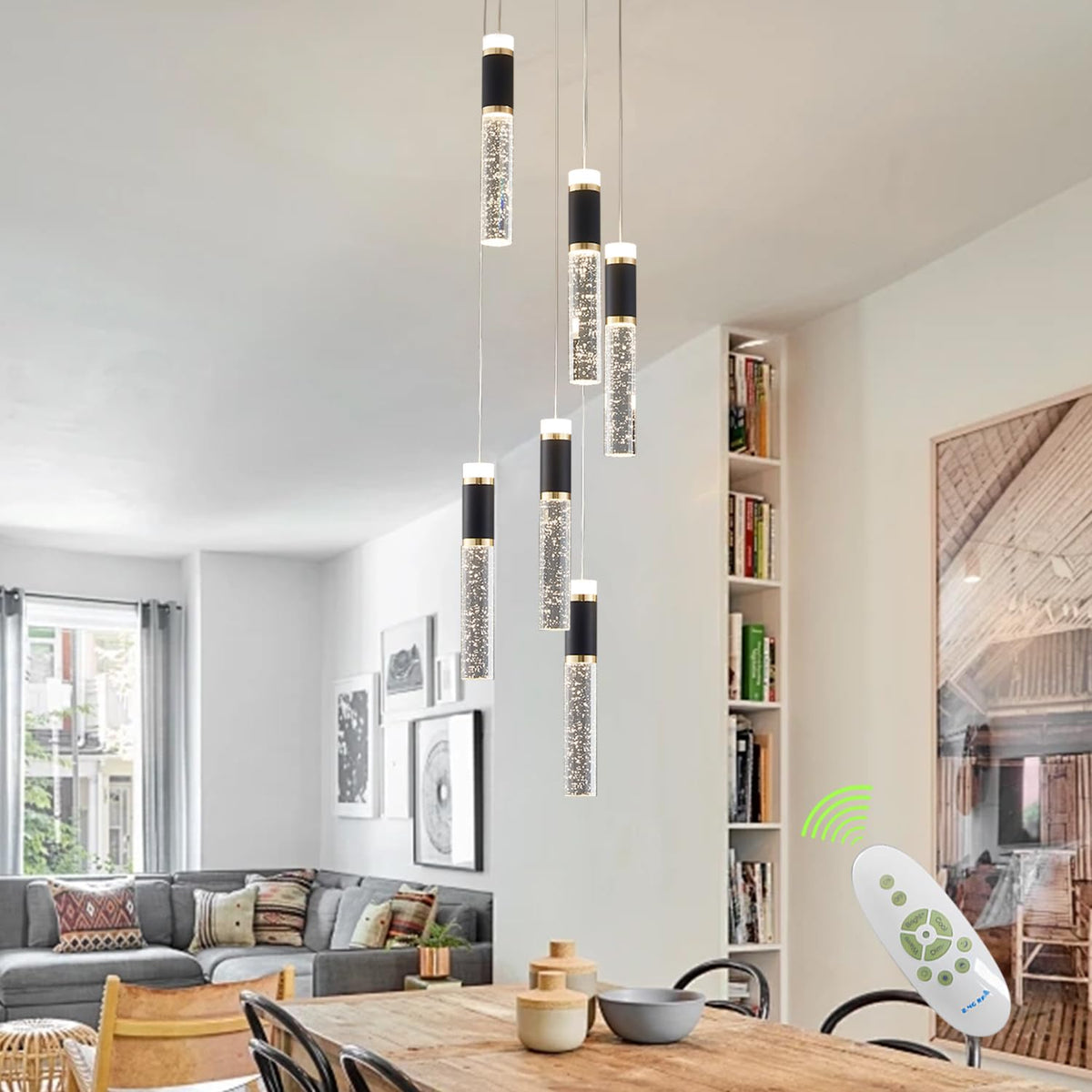 6 Lights Led Chandelier (Black / 6-Light)