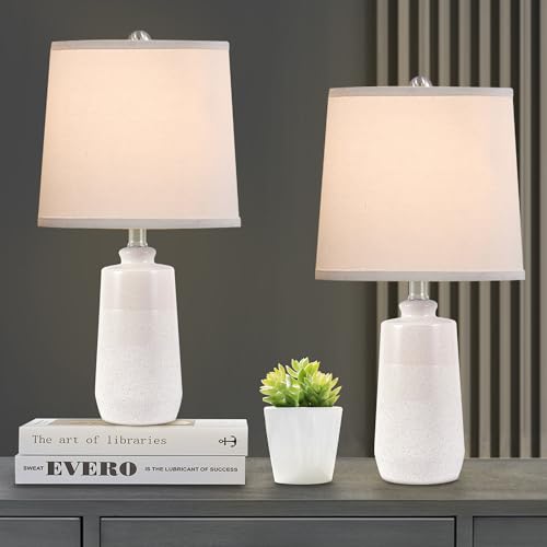 20.5" Ceramic Nightstand Lamps Set of 2 for Bedroom (WH-S)