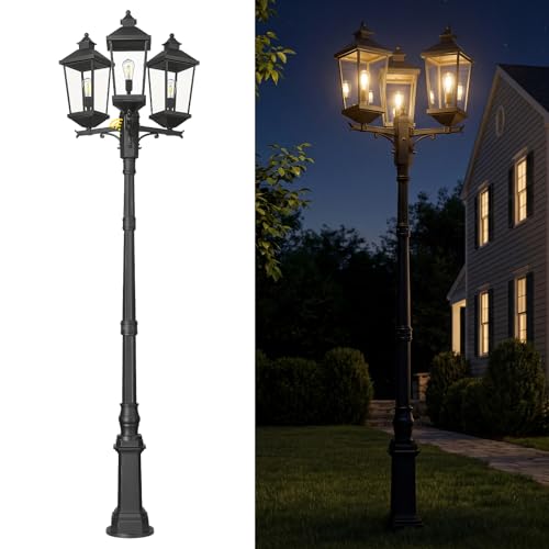109'' Dusk to Dawn Street Lamp Light (Black - Clear Glass / 109 Inch - Dusk to Dawn)