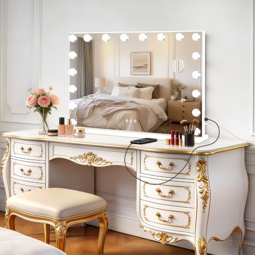 Vanity Mirror with Lights (White / 36"L x 24"W)