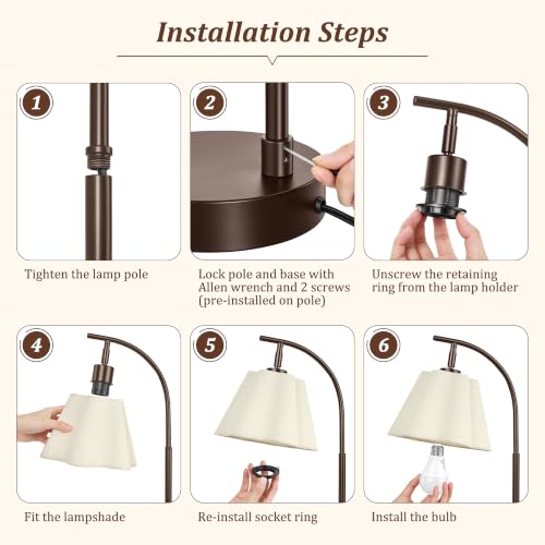 Table Lamps Set of 2 (reddish-brown base + beige shade)