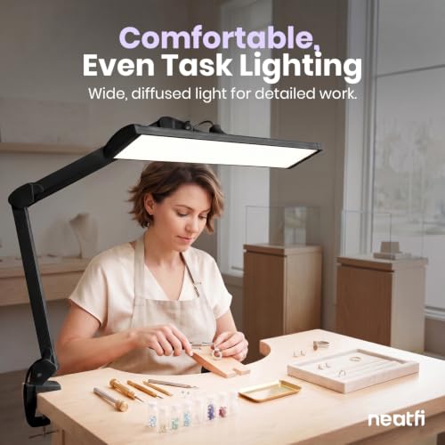 Pro LED Desk Lamp with Clamp (Black-5 / 24-Inch Wide Shade)