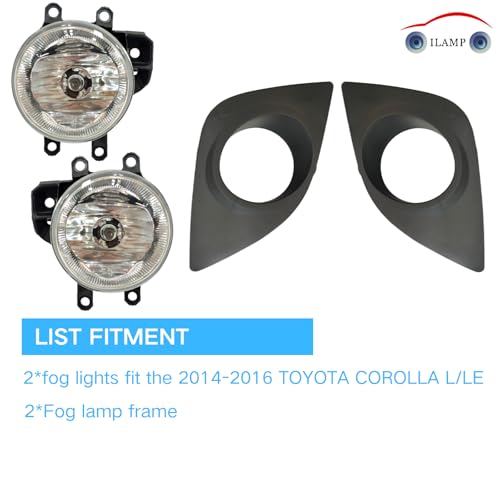 Front Fog Lamps Assembly Compatible with Toyota Corolla 2014 2015 2016 AM (Fit for Corolla 2014-2016)