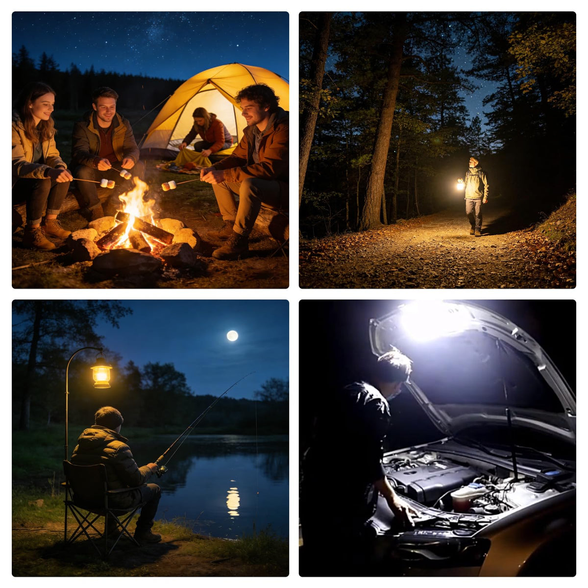 Rechargeable Camping Tent Light Hanging LED Lights (60W Dual Light Sources)