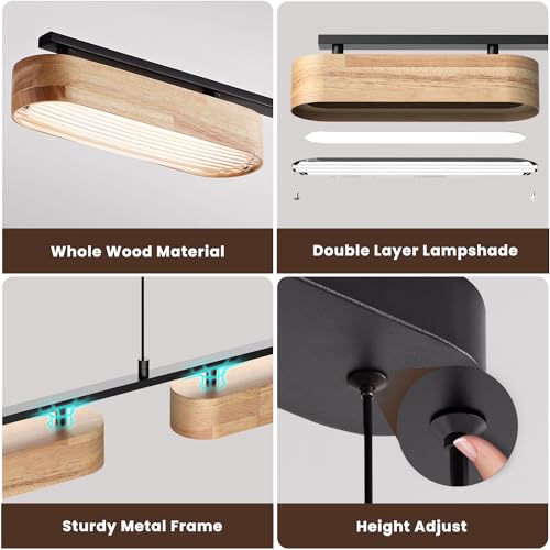 50.2" Wood Island Lights for Kitchen (50.2 in - Large Plate / Wood)