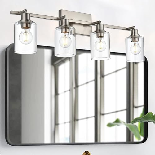 4 Light Brushed Nickel Bathroom Vanity Lighting (Brushed Nickel / 4 Lights)