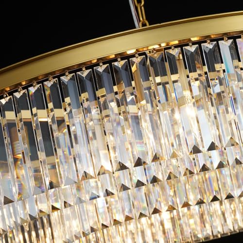 Brushed Copper Crystal Chandeliers Modern Contemporary Ceiling Lights Fixtures Pendant Lighting for Dining Living Room Chandelier D43 (D43" / Brass)