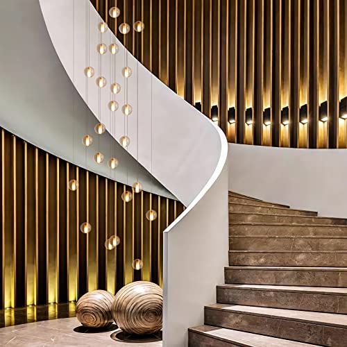 25 Lights Staircase Chandelier for High Ceiling (25 Light / Nickel Canopy)