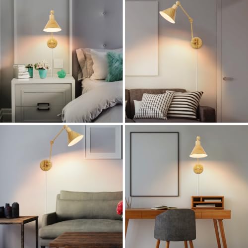 Dimmable Wall Sconce (Oak color / 2 Pack- (Remote+Bulbs))