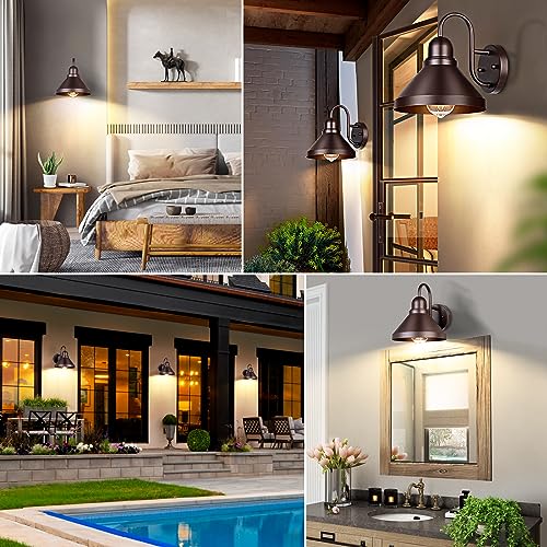 Gooseneck Porch Lights Outdoor (Brown / 9.25IN)
