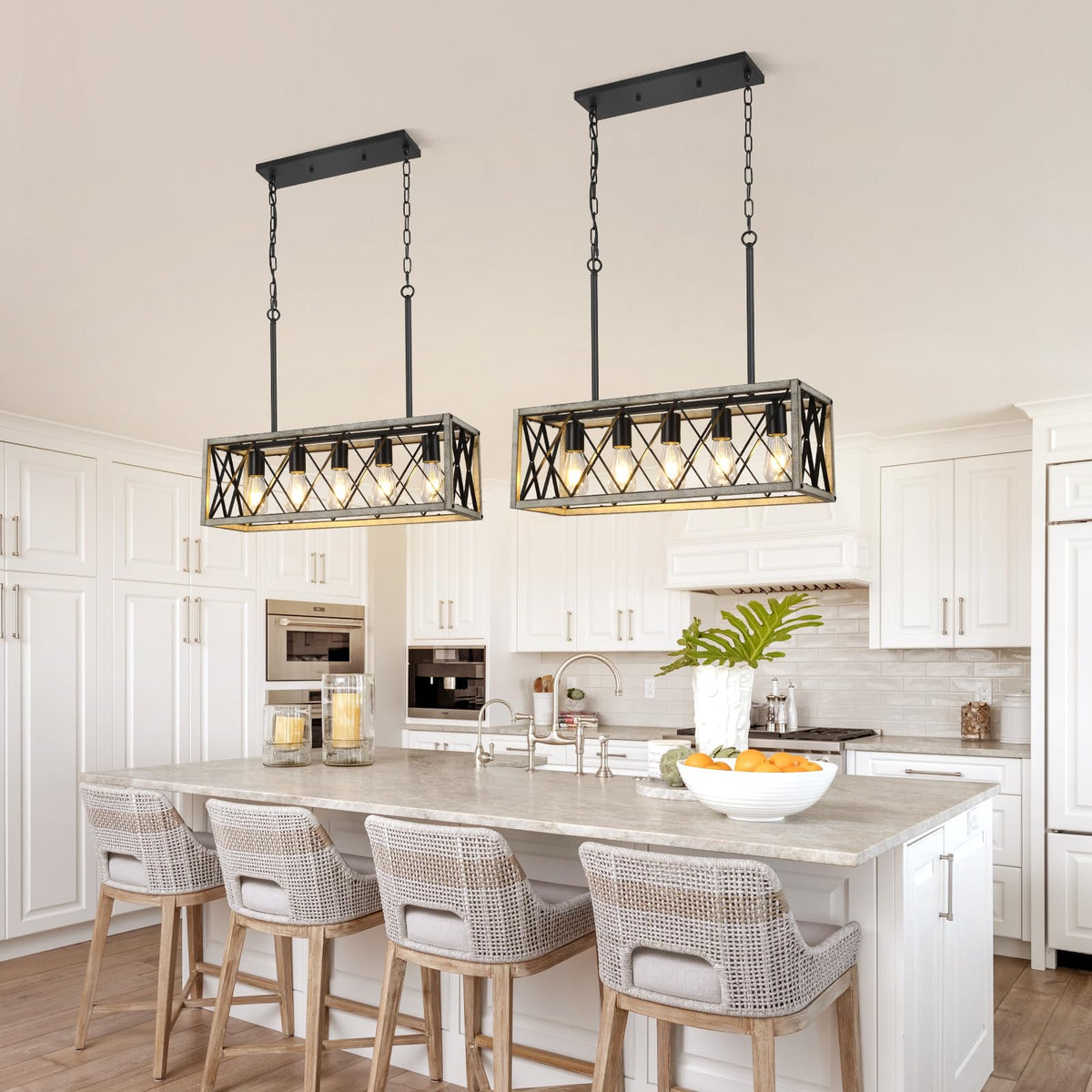 5 Light Farmhouse Kitchen Light (Gray Wood Grain / 5-Light)