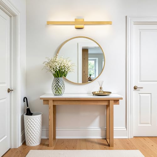 Modern Bathroom Light Fixtures Over Mirror 32 Inch Gold Bathroom Vanity Light with Up & Down Lighting 26W Dimmable 5CCT LED Vanity Lighting Fixture Bar for Restroom Mirror Cabinet (Glod / 32 Inch)
