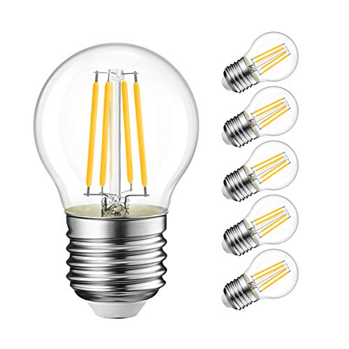 G14 LED Filament Globe Bulb Dimmable (5.5w-transparent / 6 Count (Pack of 1))