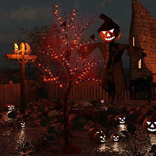 Halloween Tree Lights 150 Orange LED 4FT Plug in