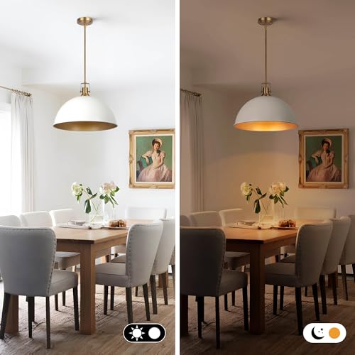 18 Inch White and Gold Large Pendant Light Kitchen Island (White and Gold / 17.7 Inch)