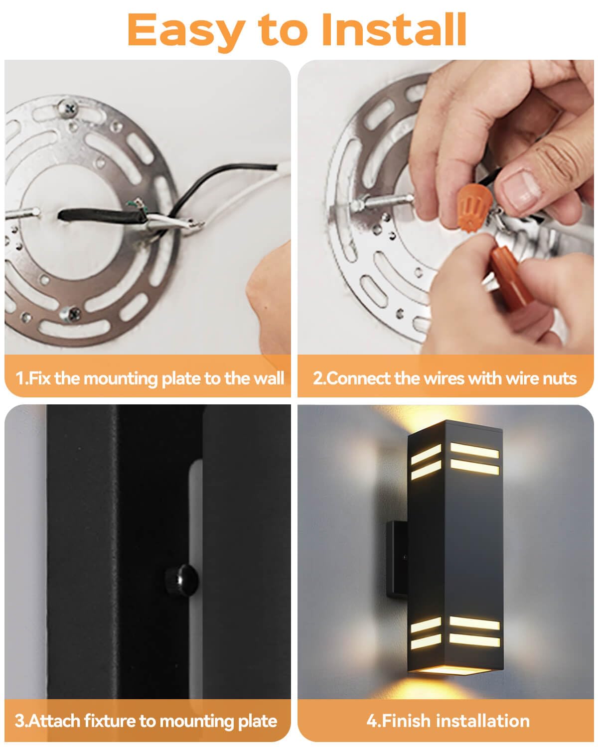 14" Outdoor Wall Lights Dusk to Dawn 2 Pack (Black-6 / 14 Inch)
