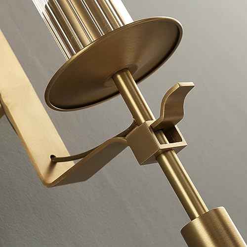 Long Glass Tube Wall Sconce Gold 1 Light Cylinder Fluted Shade (Brass / 1 Pack)