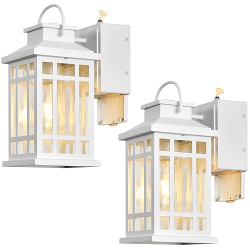 Outdoor Wall Lights with GFCI Outlet (White / D2D 2-Pack)