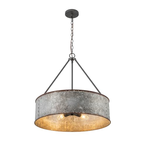 24" Metal Drum Chandelier 5 (Distressed Iron / 24")