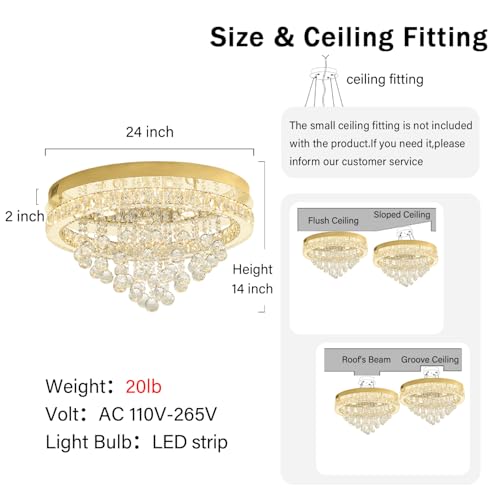 Dia 24" Modern Crystal Chandeliers for Dining Room (Gold / Dia 24")
