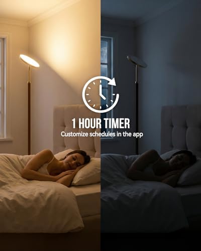 Wood LED Torchiere Floor Lamp with Remote (Walnut Wood & Brushed Brass)