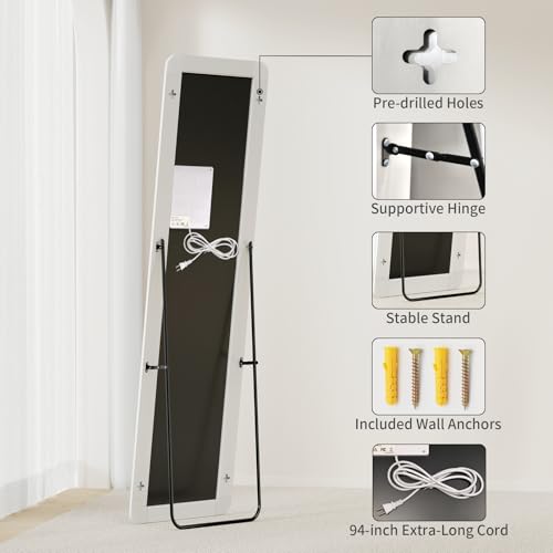 Full Length Mirror with LED Lights (Standing Mirror-rectangular / 60"L x 16"W)