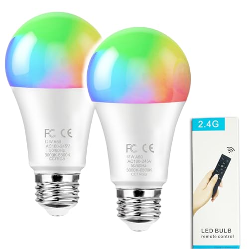 12W A60 Smart Light Bulb with a 2.4GHz Remote Control