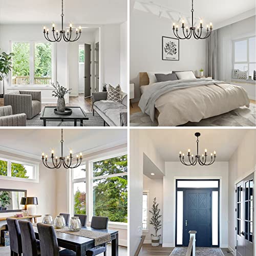8 Light Black Farmhouse Chandelier (Black / 8 Light)