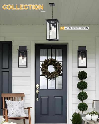 3 Light Large Outdoor Wall Sconce in Black (Black / 3-Light, 1-Pack)