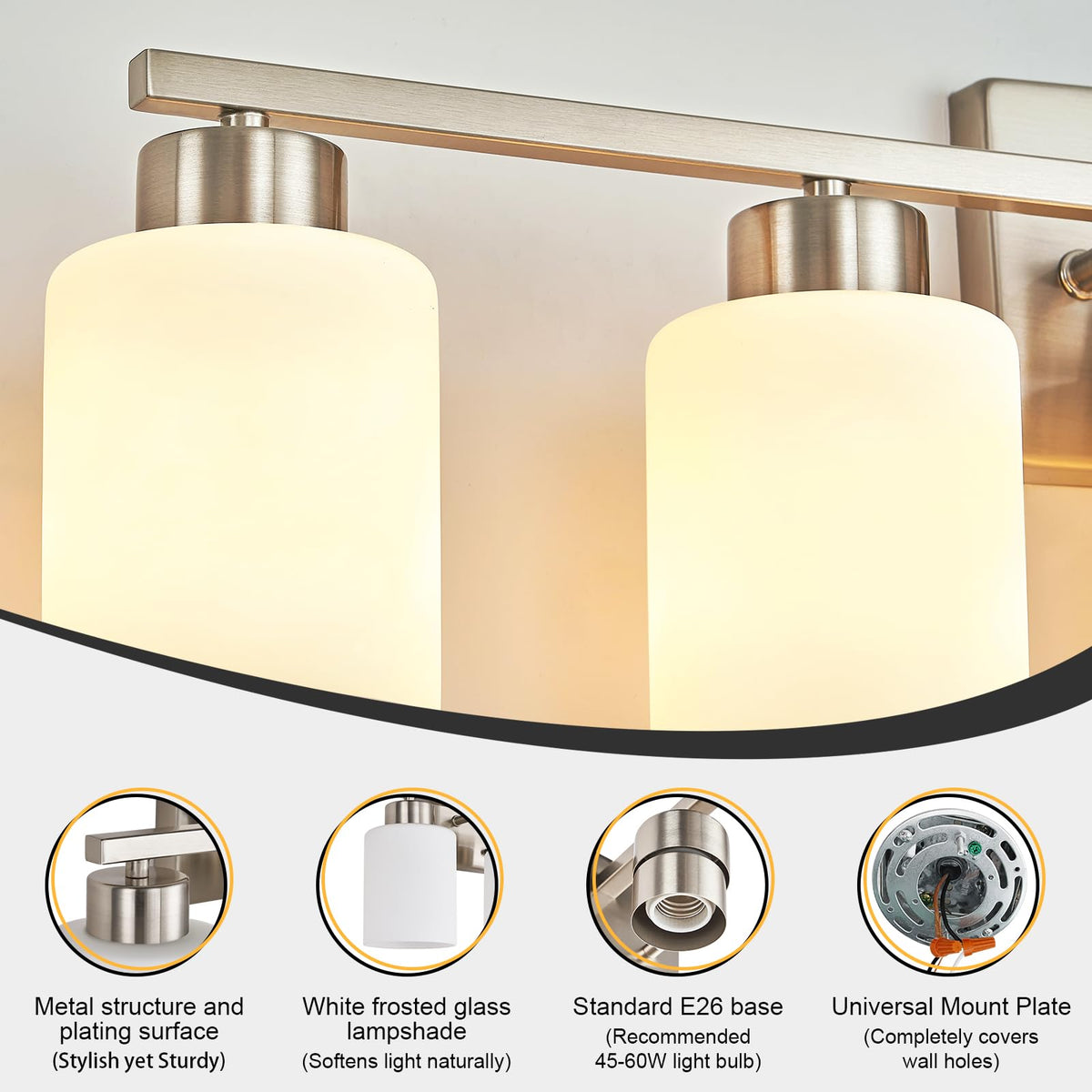 Brushed Nickel Bathroom Light Fixtures Vanity Lights Over Mirror (Brushed Nickel / 30.70 inch)