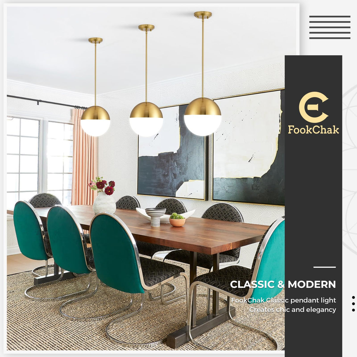 10in Glass Gold Pendant Light Globe Mid Century Modern Kitchen Island Pendant Lighting Brass Frosted Glass Hanging Light Fixtures Milky White Ball Pendant Lights for Dining Room Entry Bathroom (Gold & Milky White)