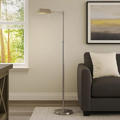 Benjara 10W LED Adjustable Metal Floor Lamp with Swing Arm