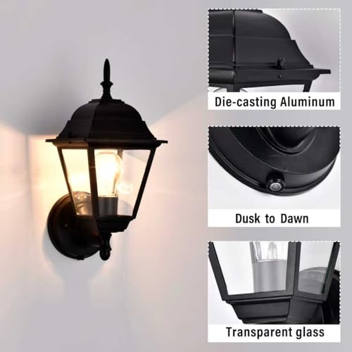 Dusk to Dawn Outdoor Porch Light Wall Mount (Black / Dusk to Dawn Version)