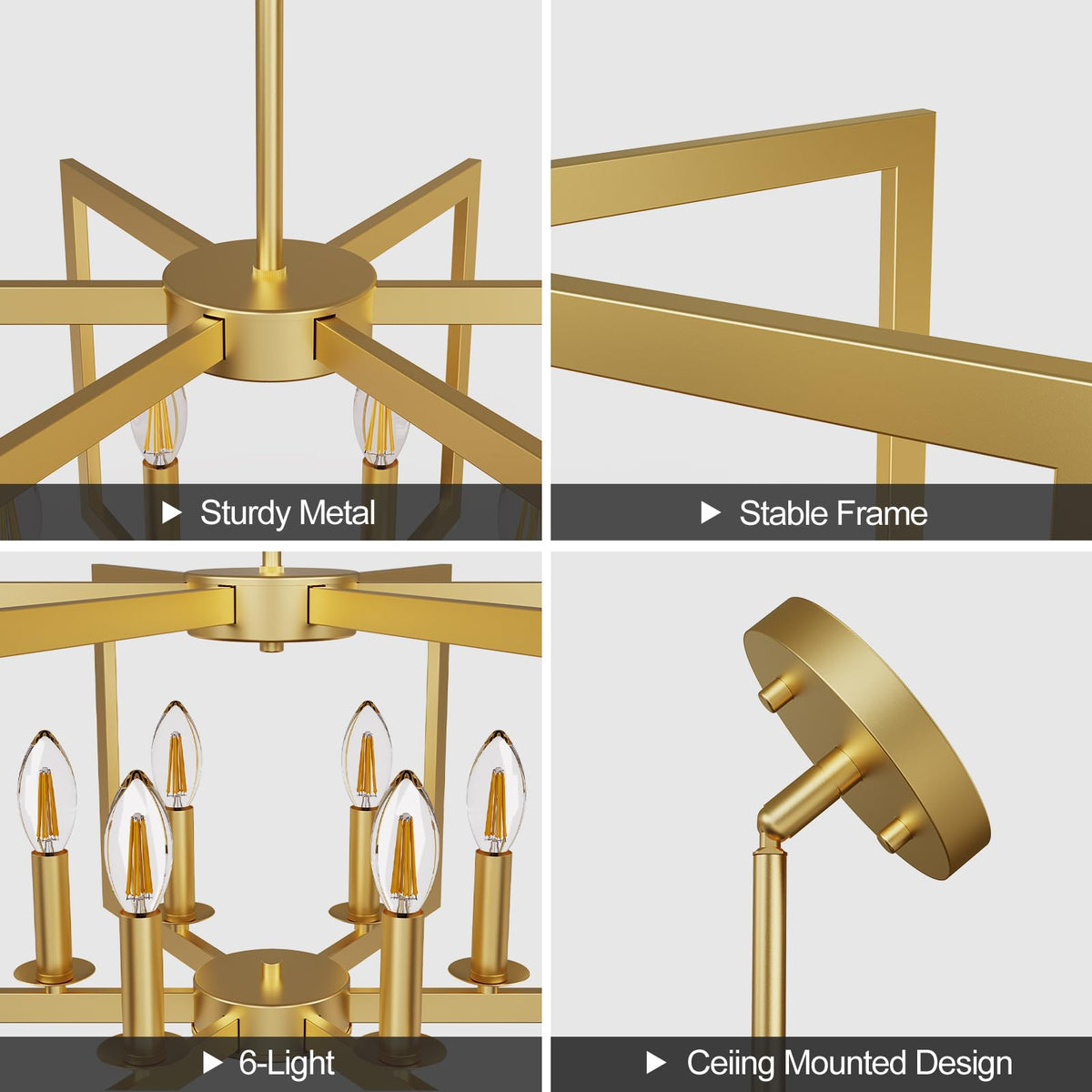 Modern Gold Chandelier (6-Light / Gold)
