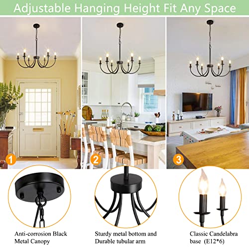 6 Light Farmhouse Chandelier (Black / 6 Light)