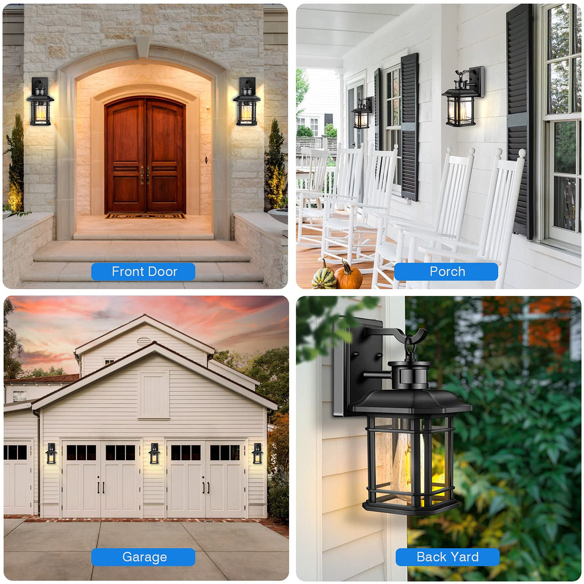 Outdoor Light Fixture With Motion Sensor (Black / 12.4 in Motion Sensor 1 Pack)