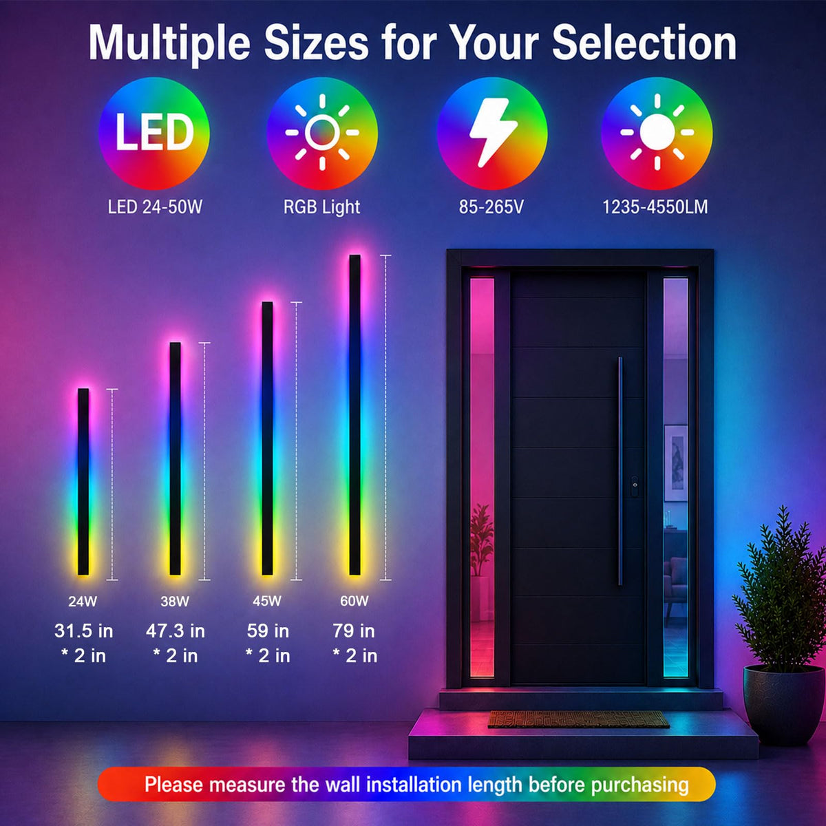 Modern Outdoor RGB Wall Lights (RGB (Red, Green, Blue) / 2pack-47.2inch*2inch)