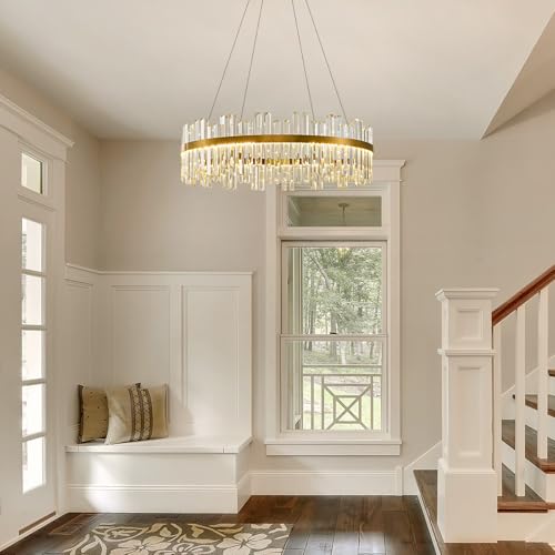Gold Led Modern Crystal Chandelier (Gold / 31.5")