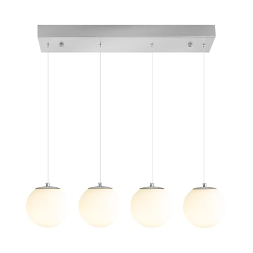 Modern Kitchen Island Lighting Linear Chandeliers for Dining Room 4 (Silver-White / Rectangle 4-Light)
