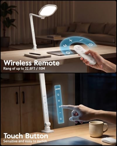 LED Desk Lamp for Home Office with Clamp (White)