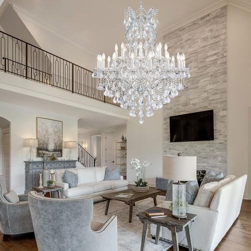 Large Crystal Chandeliers Light Fixture (24-Light/Sliver)
