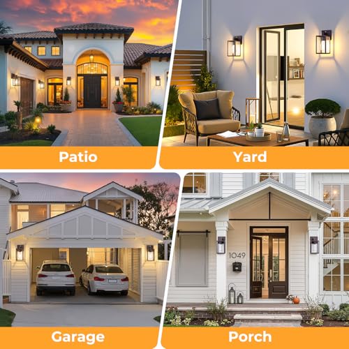 2 Pack Dusk to Dawn Outdoor Wall Light Fixtures (Dark Chocolate)
