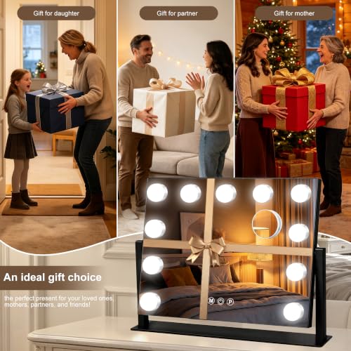 Vanity Mirror with Lights (Black / 17"L x 13"W)