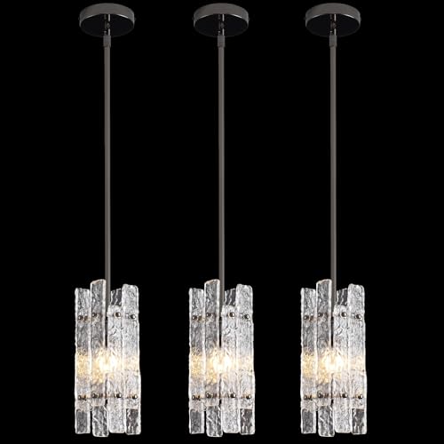 Modern Crystal Pendant Light for Kitchen Island (Pearl Black / 3-Pack(Square))