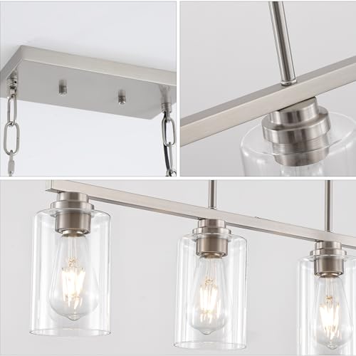 Island Light for Kitchen (Brushed Nickel / 4 Light + Clear Glass)