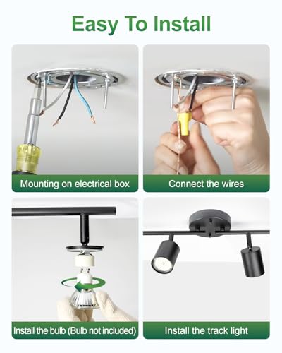 4 Ways Black Track Lighting Fixtures Ceiling Gu10 Bulb Not Included (Black / 4 Ways)