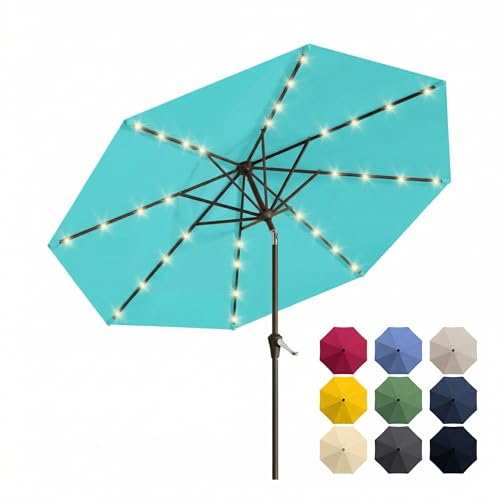 10FT Solar Patio Umbrella with Lights
